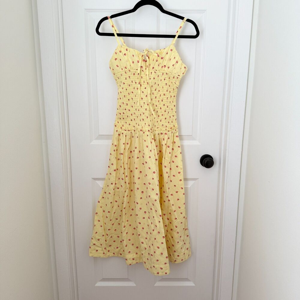 Free People Yellow Midi Dress with Red Floral Pattern - Picture 2 of 8